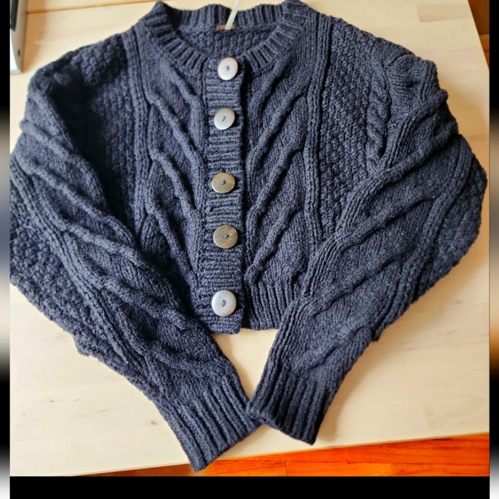 Free People Bonfire Cardigan Sweater Black